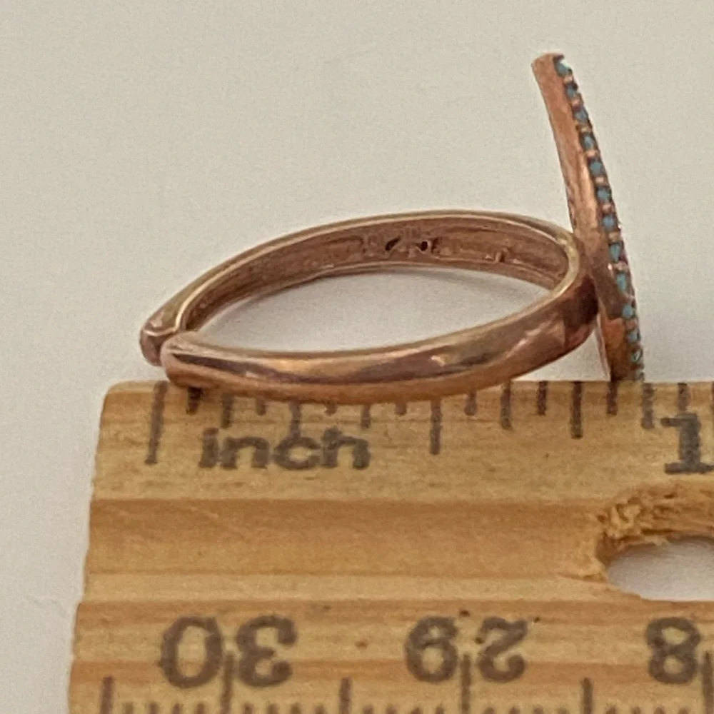 🧿 925 Silver ring drop evil eye cz turquoise stones 14k rose gold plated